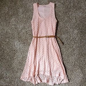 Lace Pink sleeveless dress country style